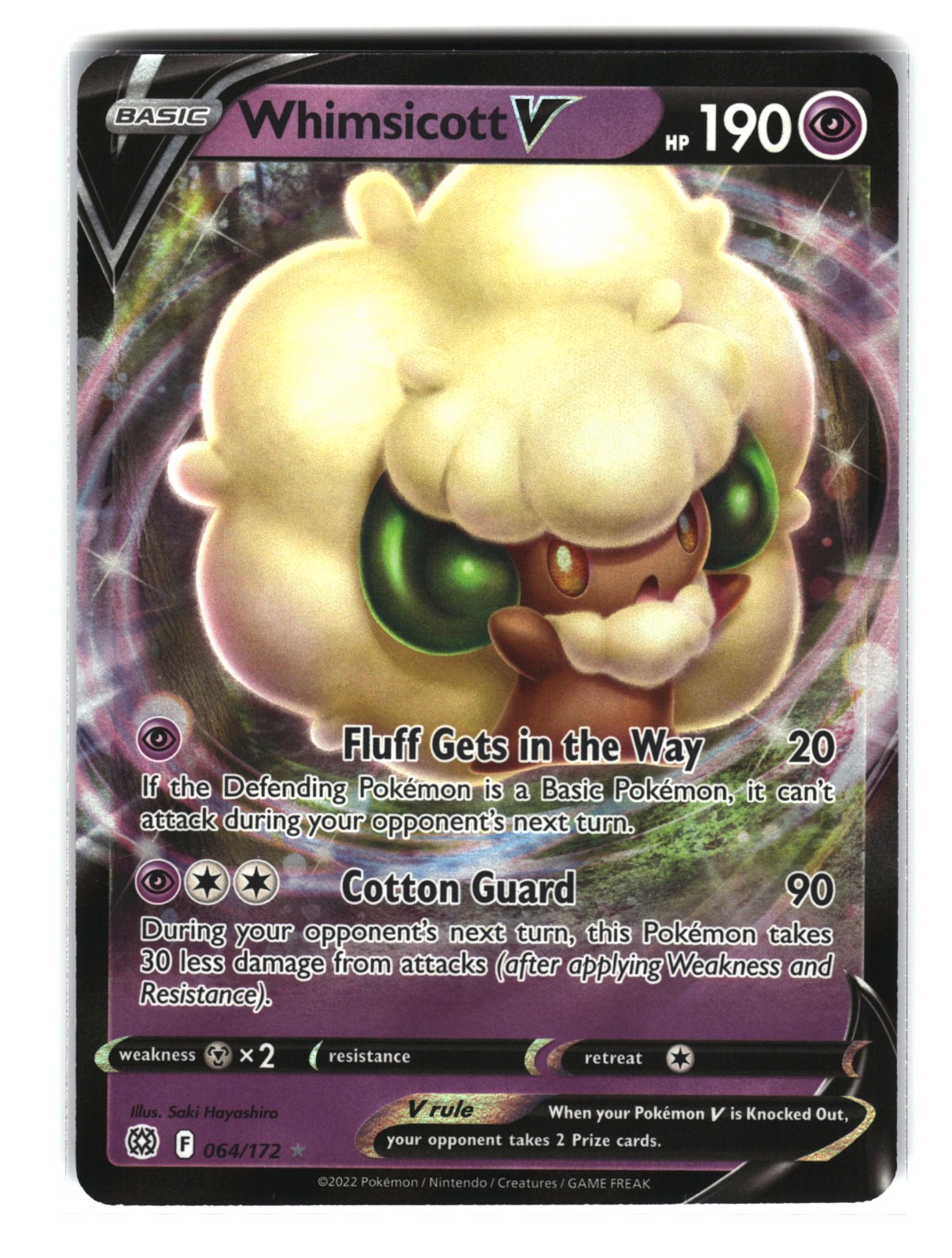 Whimsicott V 064/172 Holo Rare Brilliant Stars Pokemon Card 