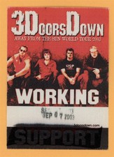3 Doors Down 2003 Away From The Sun Tour WORKING Backstage Pass