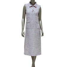 CHANEL Light Pink & White Fantasy Tweed Dress Sz.38