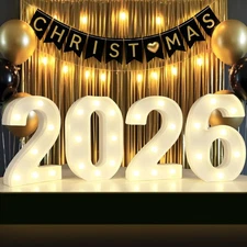 2026 Number Sign Christmas Decorations, 2026 Marquee Light Up Numbers, Batter...