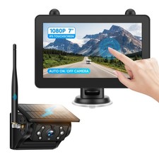 Magnetic Solar Wireless Backup Camera System with 7" IPS Touchscreen Monitor,...