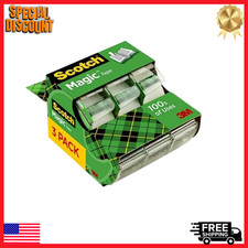 Scotch Magic Tape 3 Rolls with Dispenser  Invisible Clear Tape 3/4"x300"