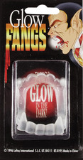 Glow in the Dark Plastic Vampire Fangs, White, One Size