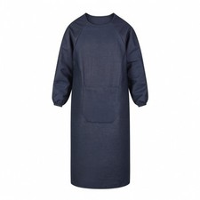 Denim Apron Long-Sleeved Work Smock Pullover for Gardening, Painters, Mechanics