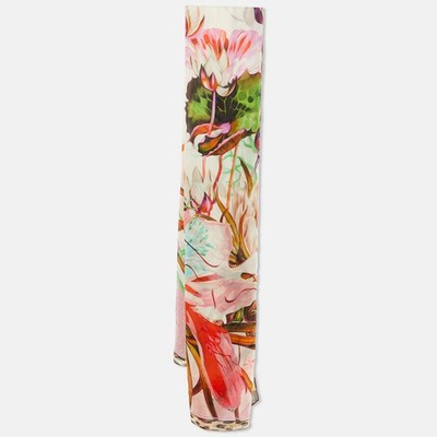Roberto Cavalli Multicolor Floral Print Silk Stole