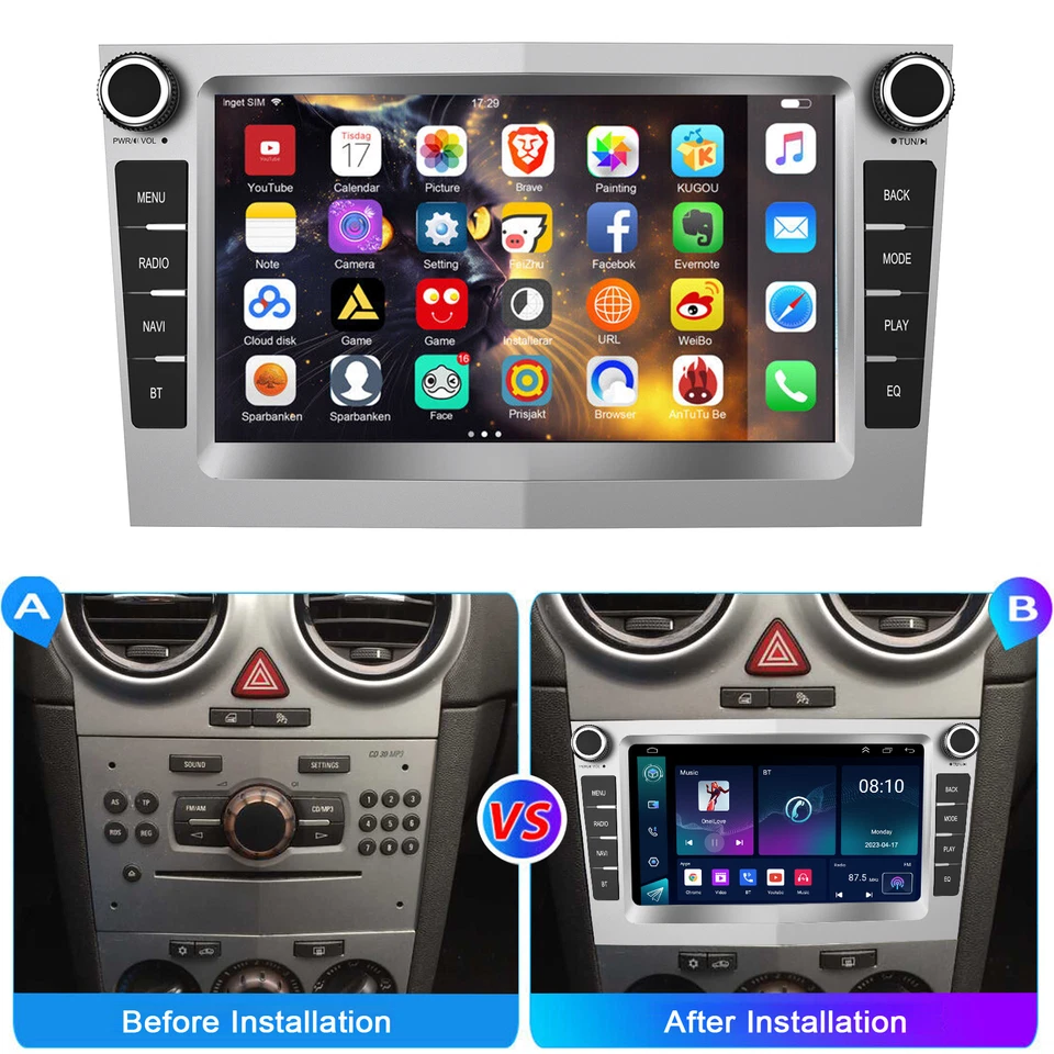 ESSGOO Apple CarPlay For Vauxhall Corsa C D Astra Zafira Android 15 Car Stereo GPS WiFi