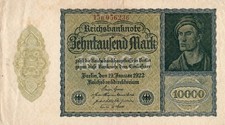 Genuine 10000 Mark weimar inflation banknote 1922 very fine cond !!!