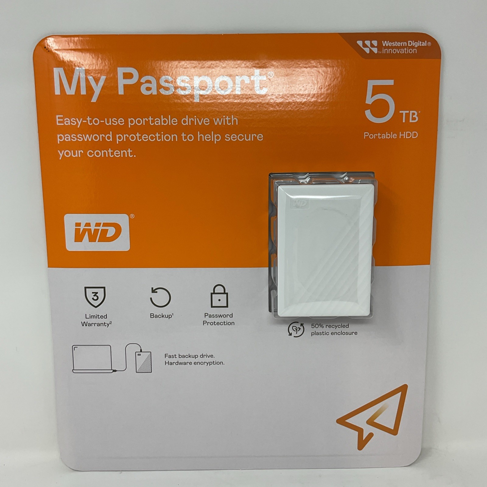 Western Digital 5TB My Passport Portable External Hard Drive WDBPKJ0050BWT-WESB