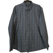 Alfani mens button down shrit XL navy blue white floral