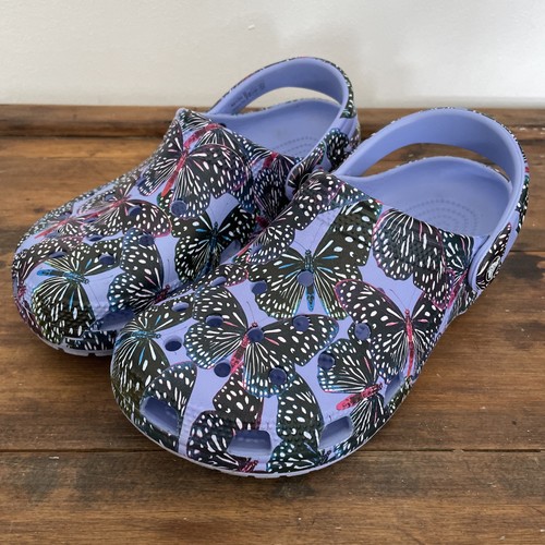 Crocs Purple & Black Classic Butterfly Crocs Size UK 5 - Picture 2 of 7