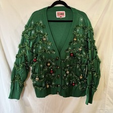Tipsy Elves Large Ugly Christmas Sweater Gaudy Garland W/ Bells Ornaments New 2X