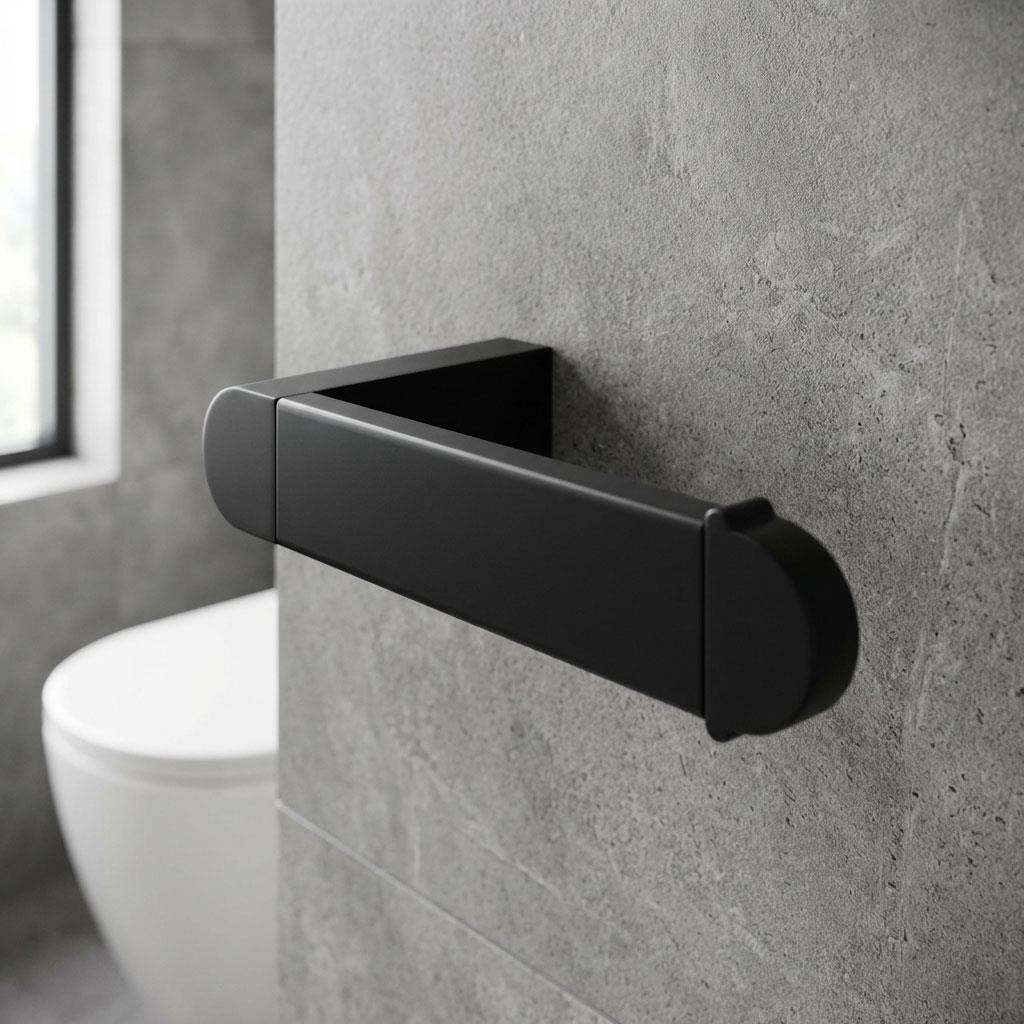 Vertical Toilet Roll Holder Black Paper Rack WC Modern