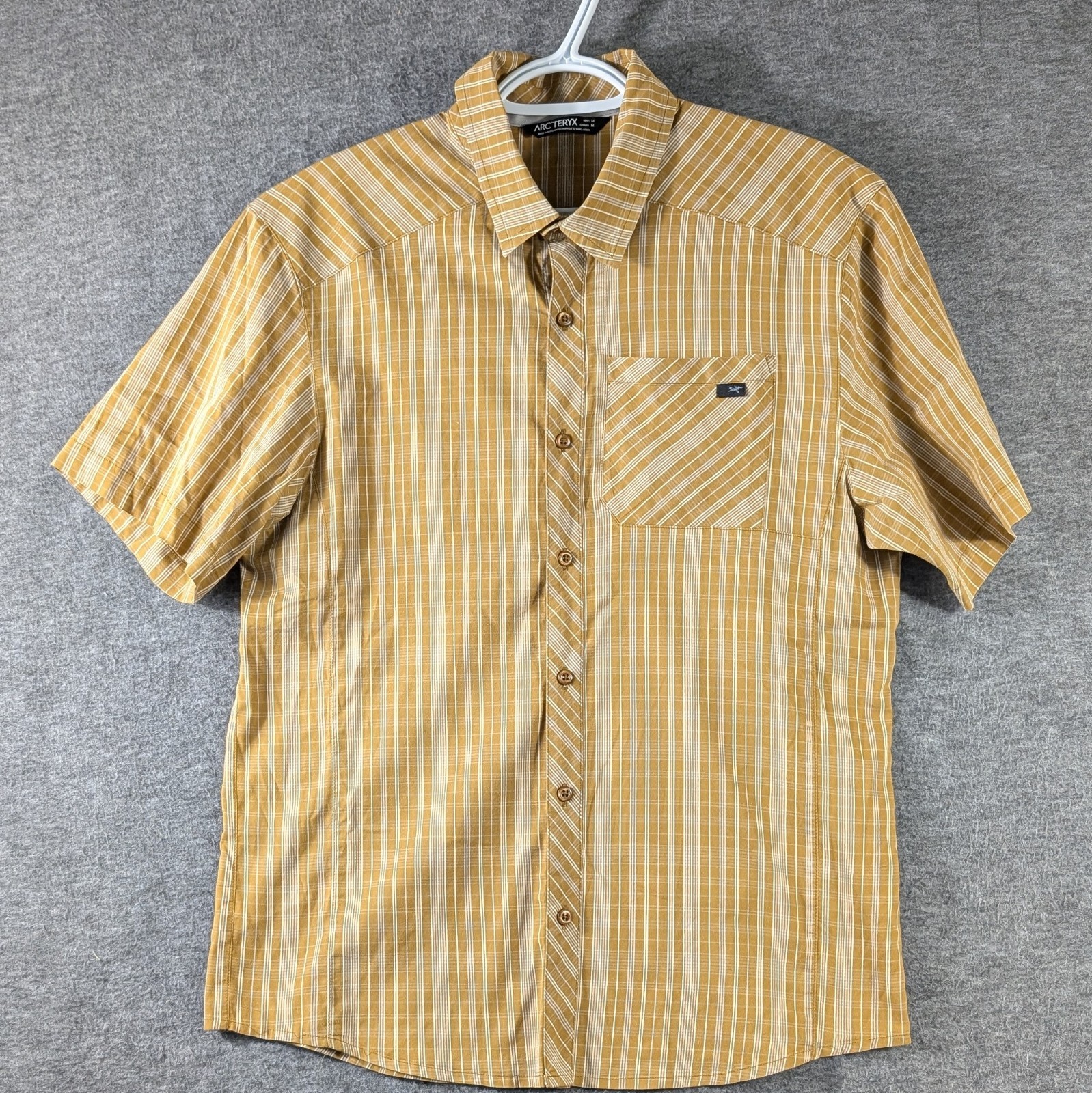 Arc'Teryx Peakline Camicia Uomo M Media Oro Plaid Manica Corta Tasca Frontale