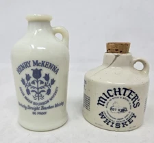 Vintage Henry McKenna Bourbon Whiskey Mini Jug Bottle Fairfield & Michters Lot