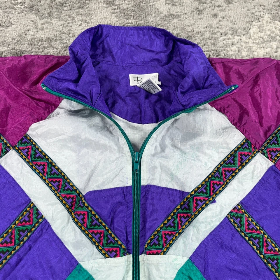 Chaqueta deportiva vintage Bocoo para mujer pequeña verde púrpura azteca rayas años 90 Hong Kong Foto 2 de 4