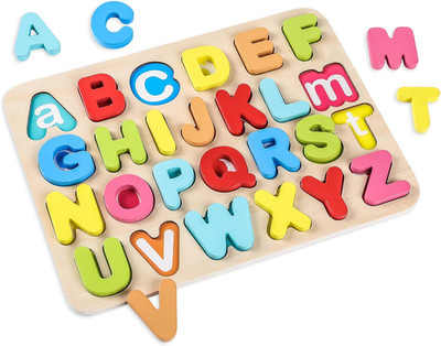 Toddler Wooden Preschool Learning Alphabet Peg Puzzle Board Toys