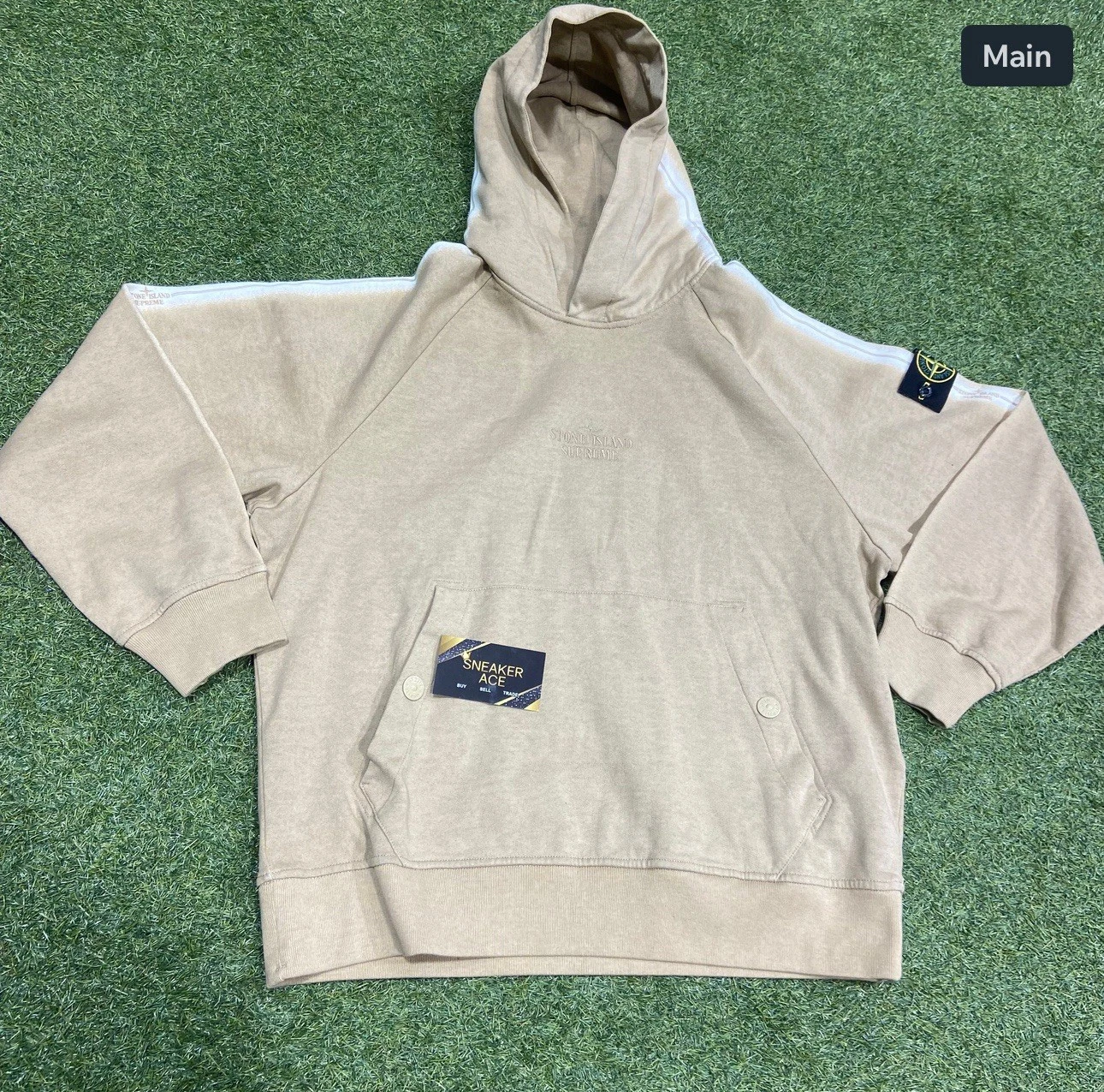 Sweat à capuche Supreme Stone Island rayé marron : L
