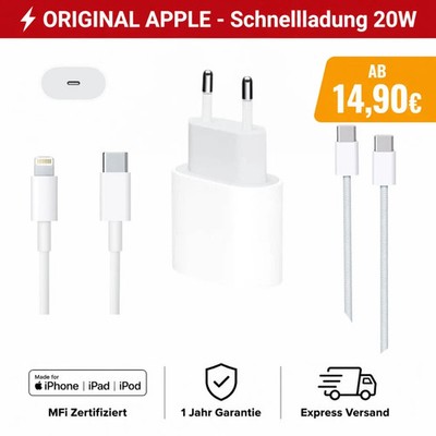 Original Apple 20W USB-C Ladegerät Netzteil iPhone 16 15 14 13 12 Max iPad MFi