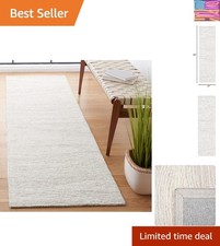 Metro Collection Runner Rug - 2'3" x 10', Natural & Ivory, Handmade Modern Wo...