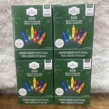 Lots of 4 Holiday Time 100-Count Multicolor LED Mini Christmas Lights Green wire