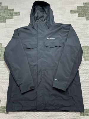 Columbia Cloverdale Interchange Jacket Mens Large Black Omni-Tech Full Zip 
