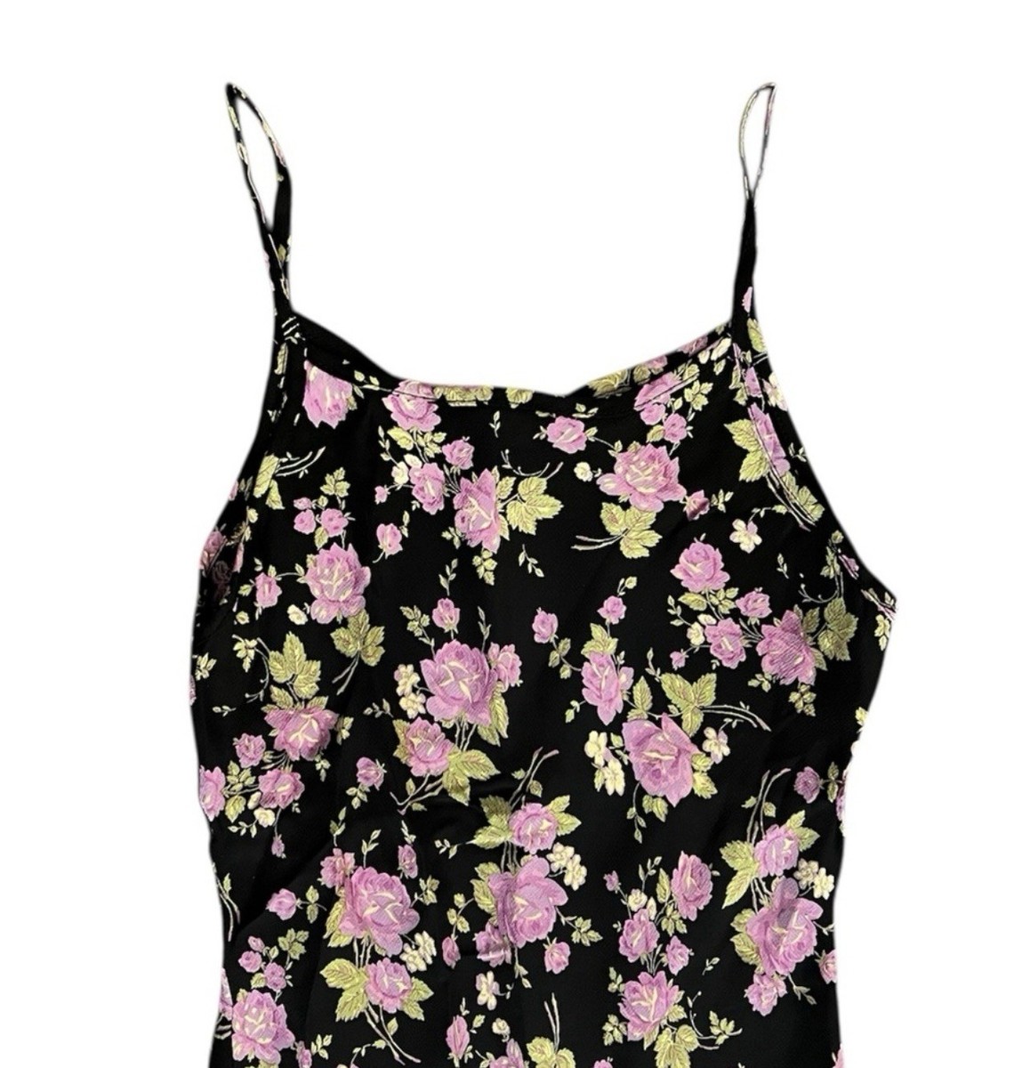 Betsey Johnson 花柄 ワンピース Vintage Betsey Johnson Floral Rose Beaded Noisemaker Slip Dress Sz
