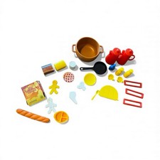 Lot of Doll House Utensils Cookware Plates Cups Bowls Food/etc Plastic