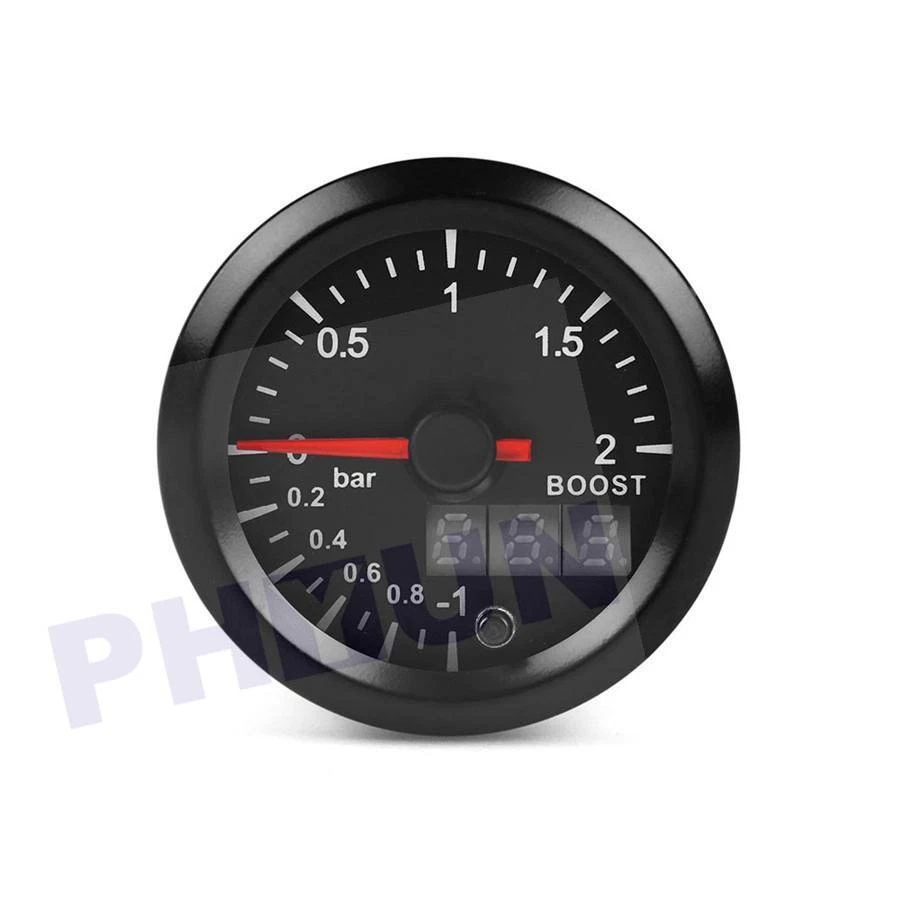 2" 52mm Digital & Pointer 7 Color LED Car Turbo Boost Meter Bar Pressure Gauge - Image 2 of 4