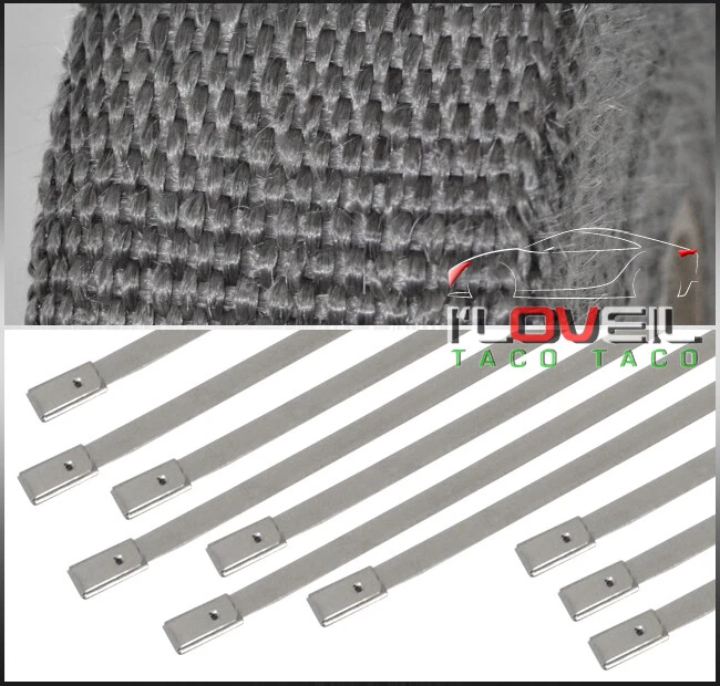 10M Fiberglass Intake Thermal Heat Wrap Tape High Cloth Roll Kit Black Foto 3 de 3