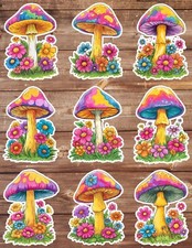 Retro Style Mushroom Die Cut Vinyl Stickers Set Scrapbooking Laptop Water Bottle