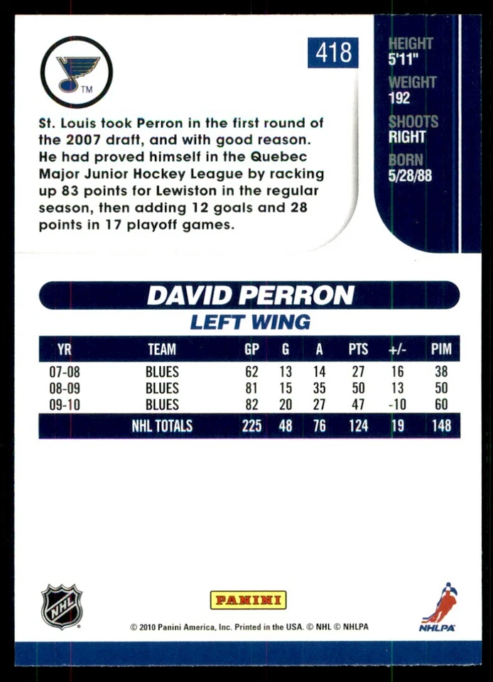 2010-11 Score David Perron #418 - Image 2 of 2