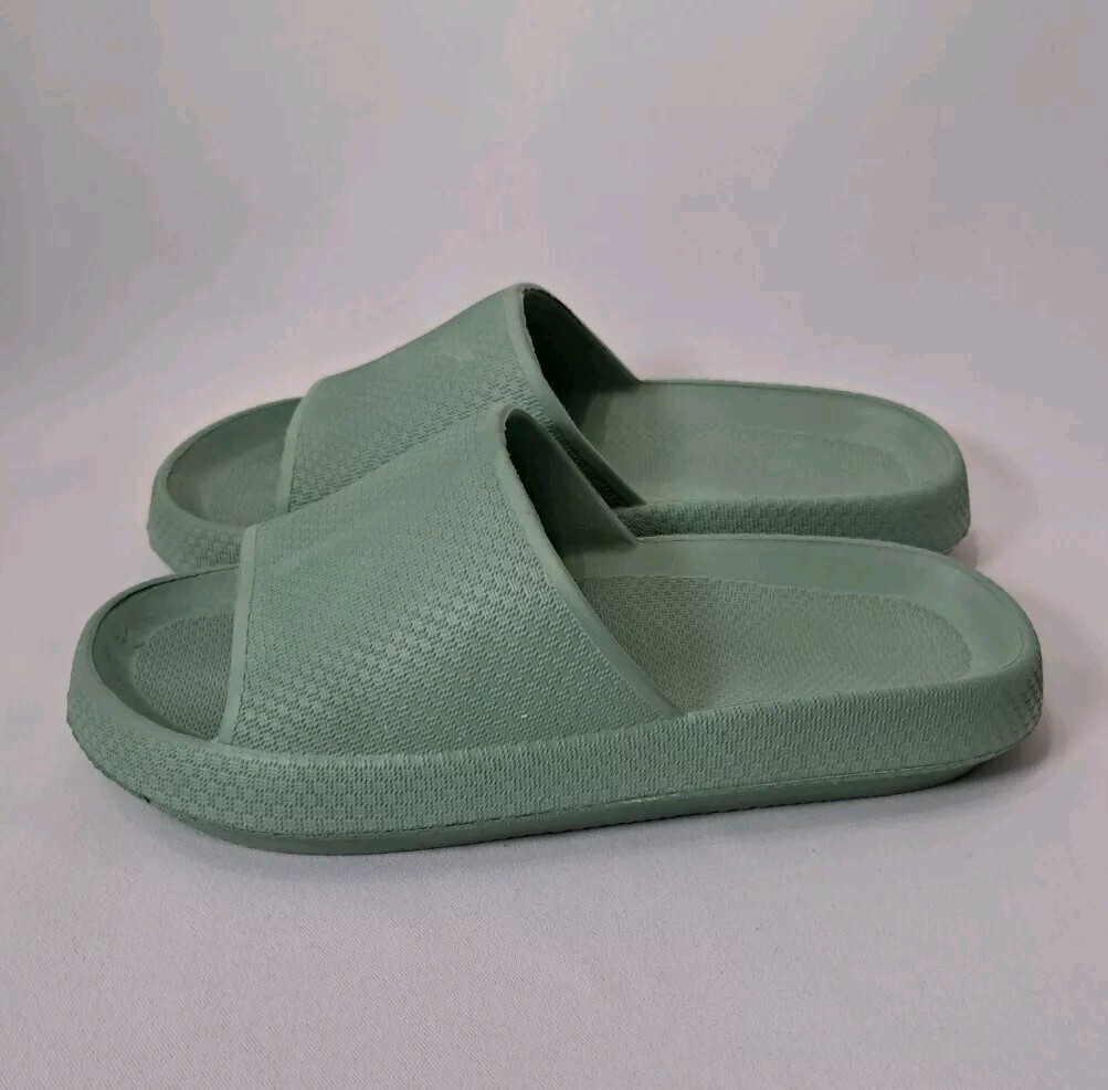 Cloud Cozy Pillow Slides Anti-Slip Sandals Slippers Outdoor Size 8M Light Green-image