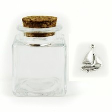 27460 Bomboniere 24pezzi Barattolo in Vetro con Ciondolo Barca a Vela Mare Marin