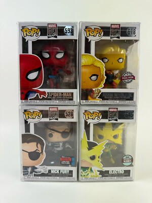 Lot of 4 Funko Pop Spiderman 593 Adam Warlock 618 Nick Fury 528 Electro 545