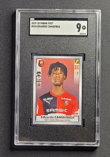 2019-20 Panini Foot Eduardo Camavinga RC ROOKIE Sticker #424 SGC 9