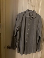 Kenneth Cole Unlisted Blue Check Dress Shirt L 16 34/35 Button Up Long Sleeve