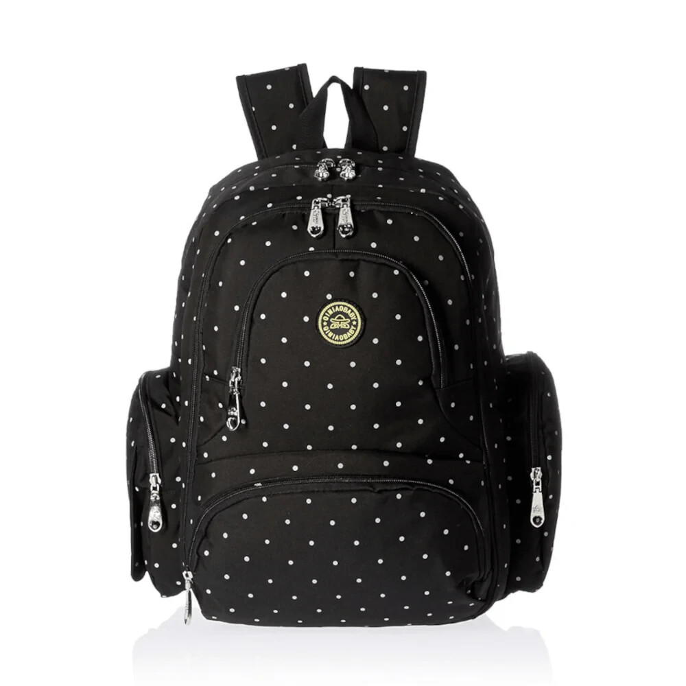 QiMiao Baby Diaper Bag Backpack Travel Tote Black Polka Dots  display picture 3