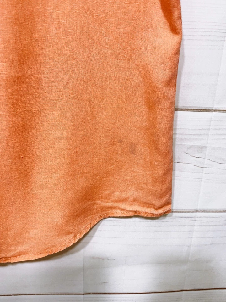 Merona Mens Shirt Size XL Orange Button Up Pocket Short Sleeve 100% Linen - Image 4 of 4