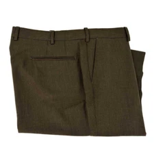 Corbin Flat Front 120's Worsted Wool Gabardine Trouser in Heather Brown