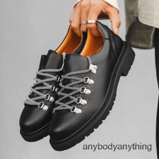 Zapatos de plataforma con cordones para hombre punta redonda gamuza aire libre derbis informales antideslizantes