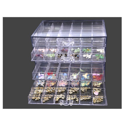 120 Grids Nail Art Storage Case 5-layer Drawer Acrylic Clear Organizer Box - Picture 3 of 11