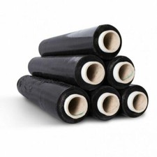 6 STRONG ROLLS BLACK PALLET STRETCH SHRINK WRAP 400MM X 250M PACKING CLING FILM