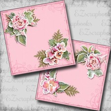 Frosty Pink Flowers NPM - 2 Premade Scrapbook Pages - EZ Layout 5789