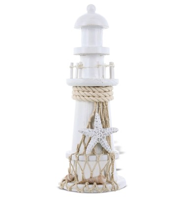 CoTa Global Small White Lighthouse Decor with Starfish - Color Vary - 8.75 Inch
