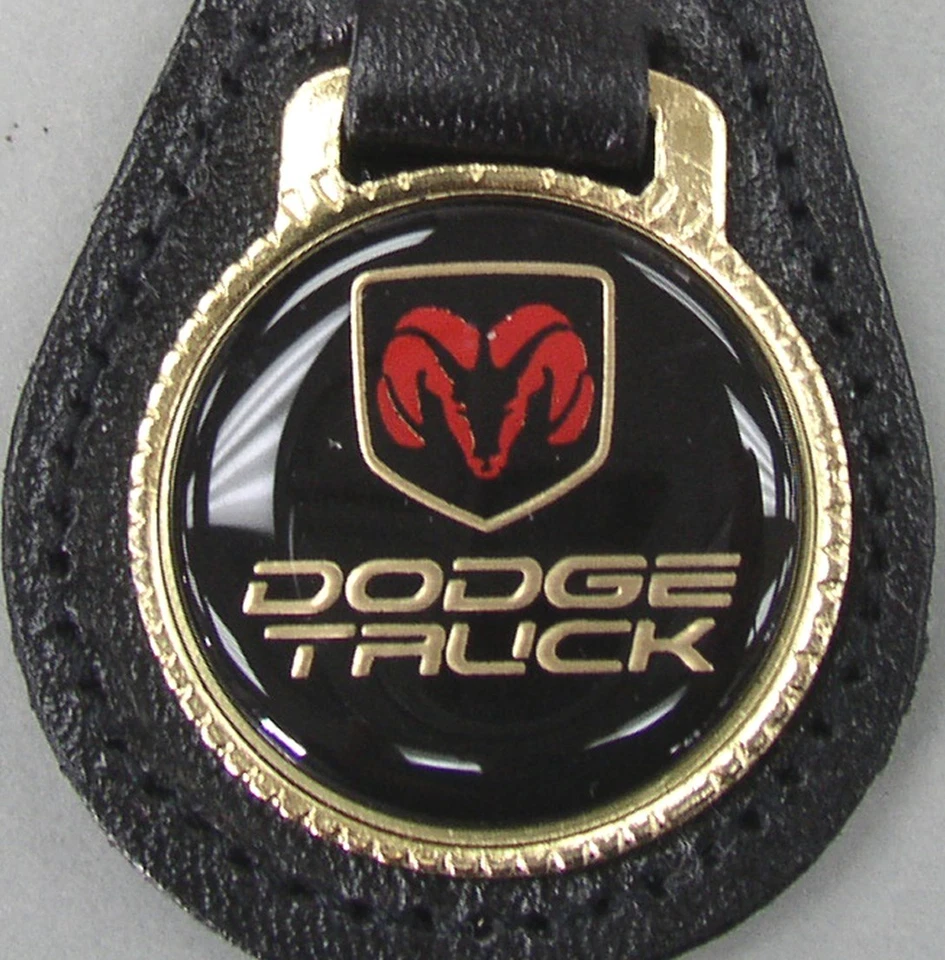 Vintage Black DODGE TRUCK #4354 Leather Gold tone Key Ring 1947 1948 1949 1950 - Изображение 2 из 4