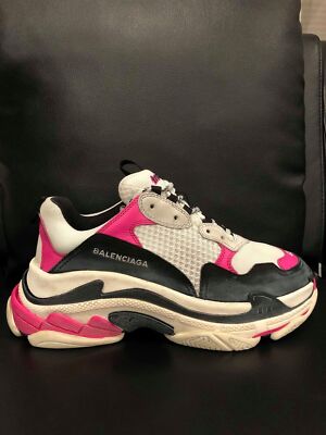 Balenciaga Triple S Sneaker Womens Black Pink Leather Speed