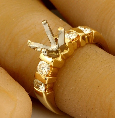 14k yellow gold engagement ring semimount 0.62ctw round diamond 6.5mm M&M estate - Picture 9 of 10