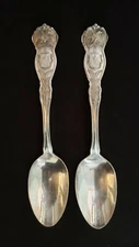 Massachusetts State Crest Souvenir 2 Spoons Wm. Rogers Mfg Co I S Silverplate