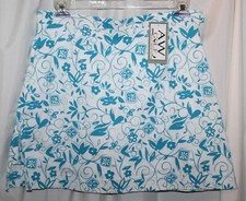 Allison Whitmore AW Golf Aqua/White A-Line Skort Skirt Shorts w/Pocket-Size 10
