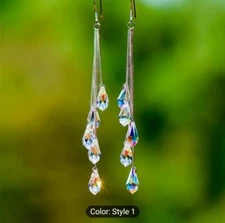 High Value Women Choose Teardrop Gem Infused Silver Plated Tassel Healing Copper